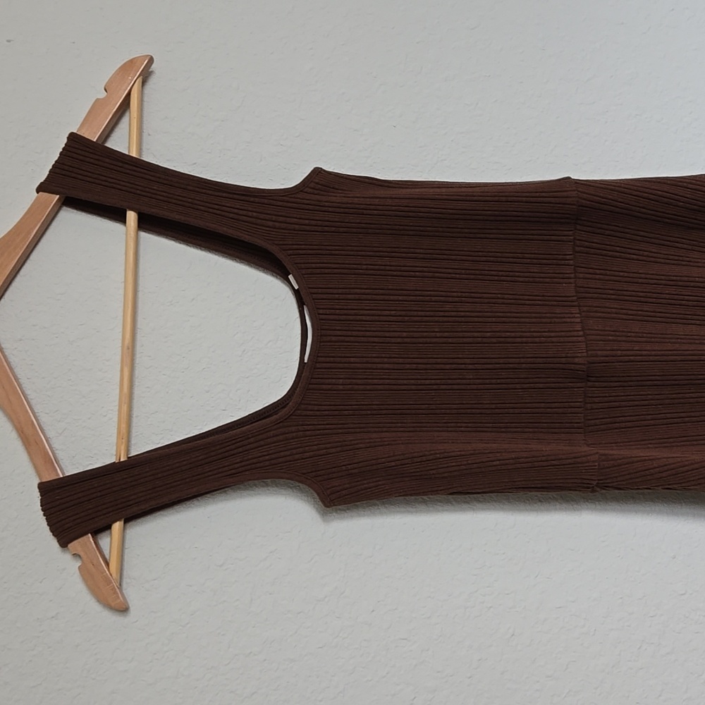 Vince Rib Sweetheart-Neck Camisole Dress Sleeveless A-line Hazelnut Brown S - Picture 4 of 10